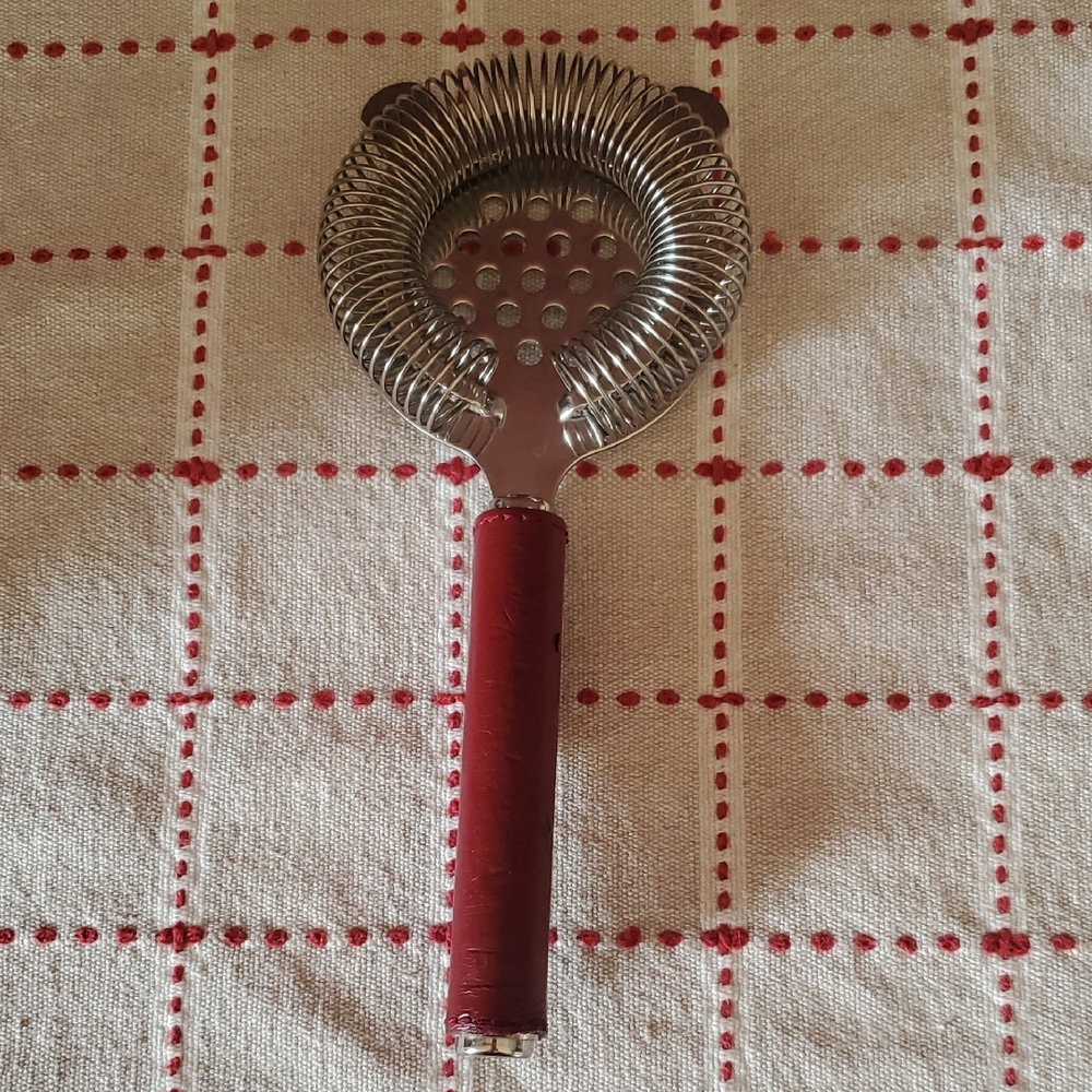 Stainless Steel Cocktail Strainer with Red Handle